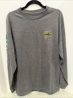 Maui and Sons Charcoal Long Sleeve Tee with Neon Pink & Lime Logo
